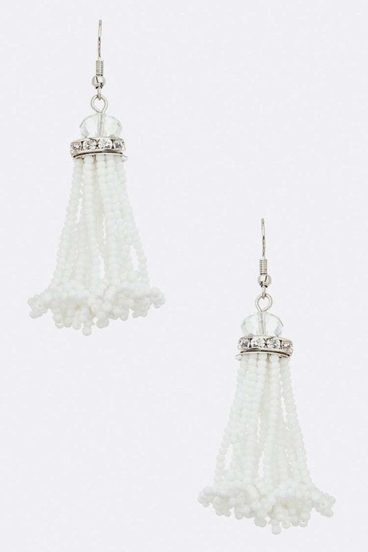 Fringe Beaded Tassel Earrings