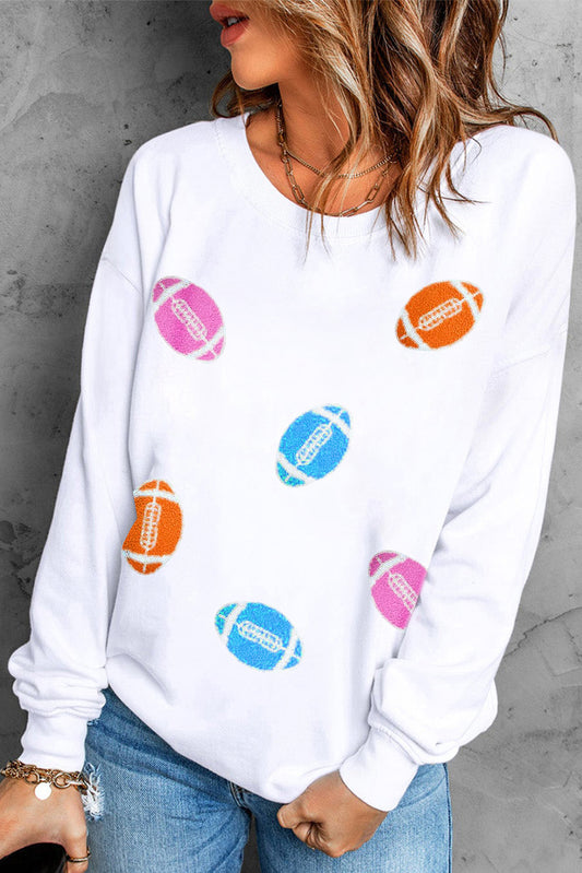 Football Round Neck Long Sleeve Sweatshirt