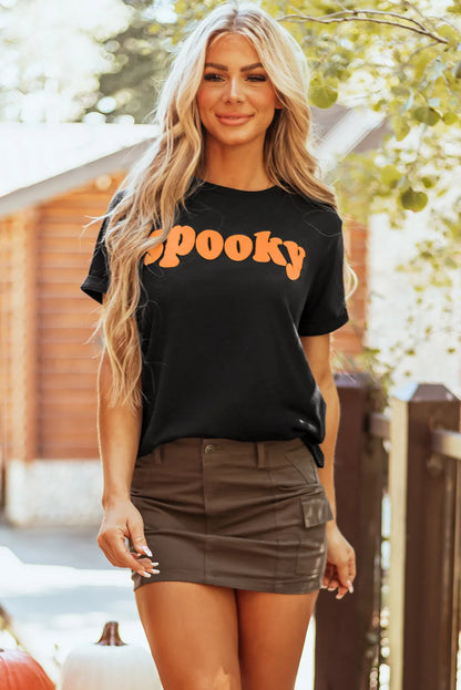 SPOOKY Round Neck Short Sleeve T-Shirt