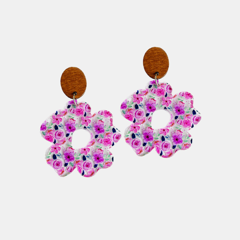 Flower Shape Acrylic Dangle Earrings