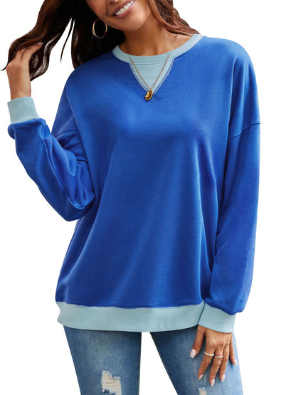 Contrast Round Neck Long Sleeve Sweatshirt